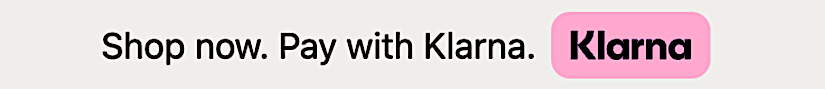 Shop now. Pay with Klarna logo in a pink box on a light background.